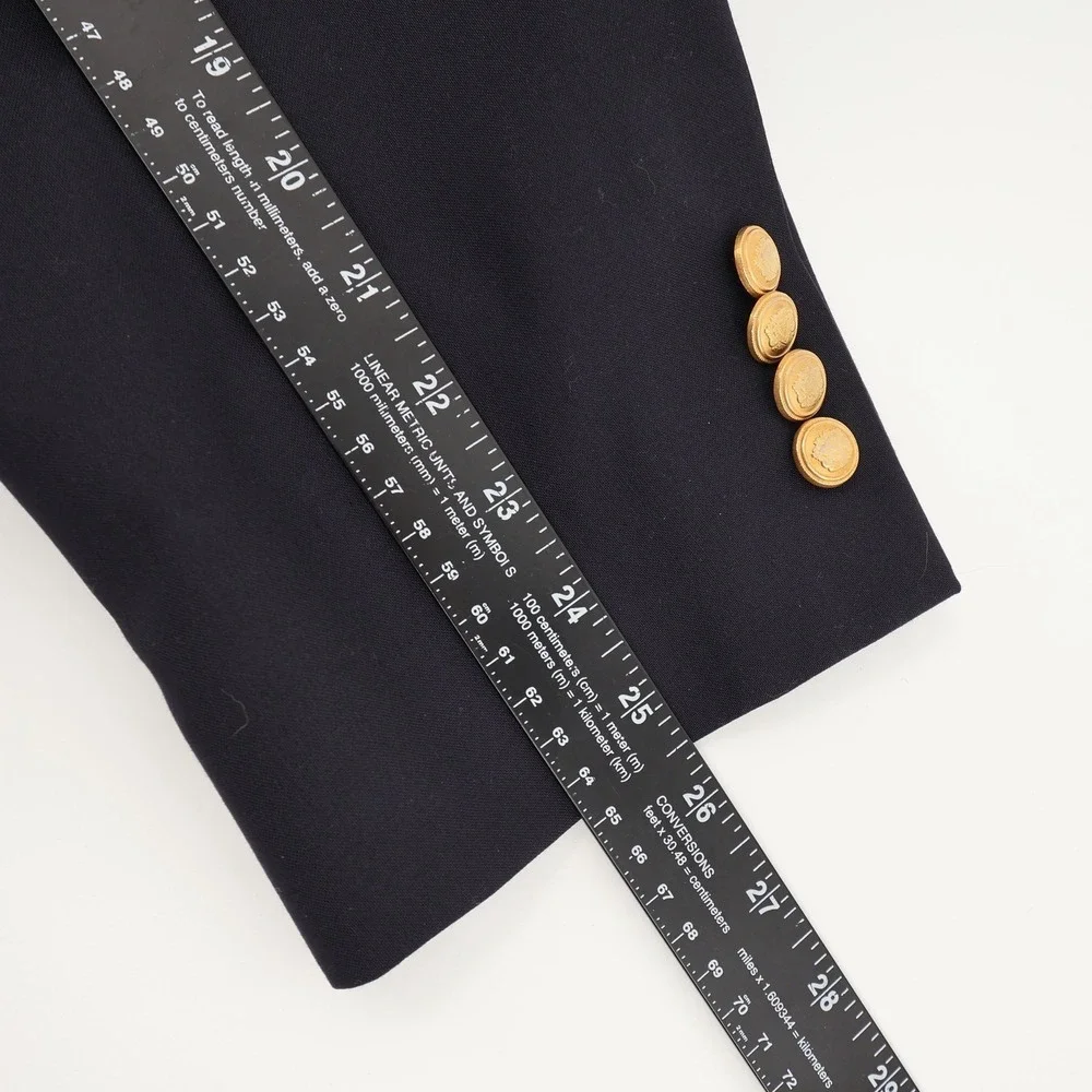 Jos A Bank Mens Blazer Mens 46L‎ Long Navy Black Wool Gold Buttons Two Button